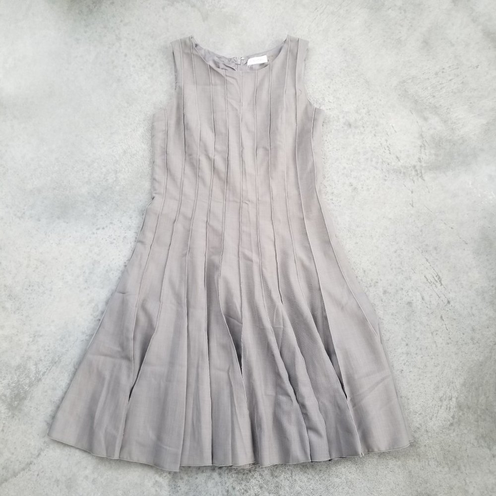 Calvin Klein Grey Sleeveless Pleated Dress, 6
